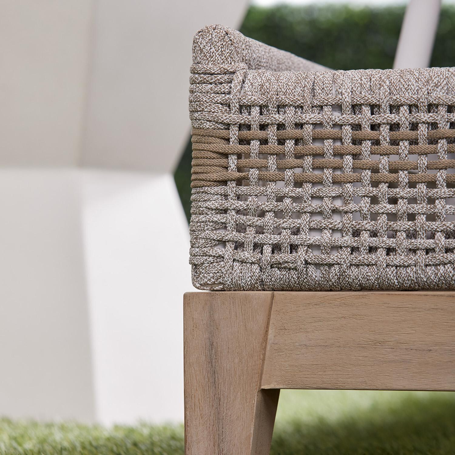 Lakeview Cocoa Way Woven Rope Chaise Lounge in Taupe & White - Frame Detail thumbnail