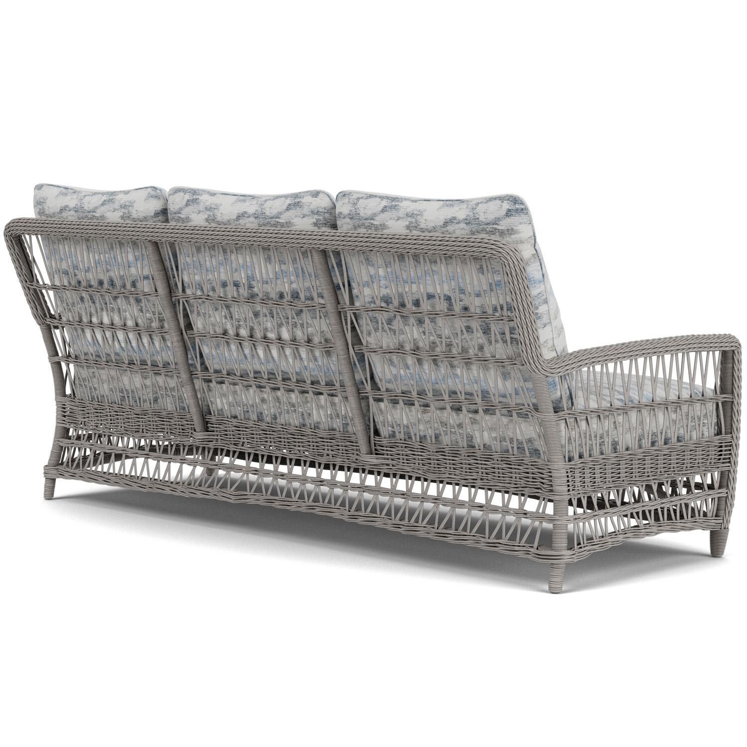 Lloyd Flanders Mackinac Sofa in Putty Finish with Stratosphere Cloud Fabric - Rear Right thumbnail