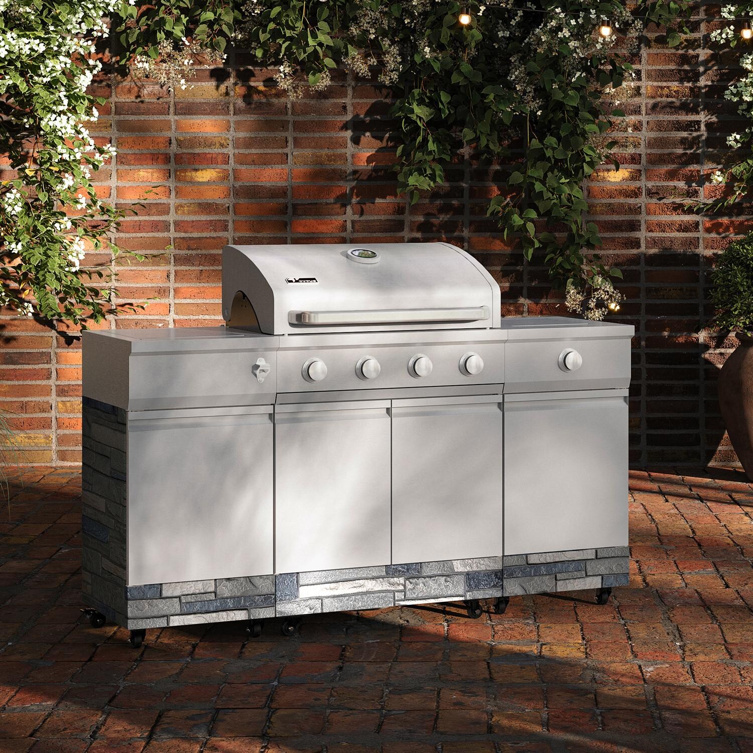 TYTUS Fresno Series 4-Burner Stainless Steel + Shadow Stone BBQ Island - TDT-021-0702 - On Deck - Lifestyle thumbnail