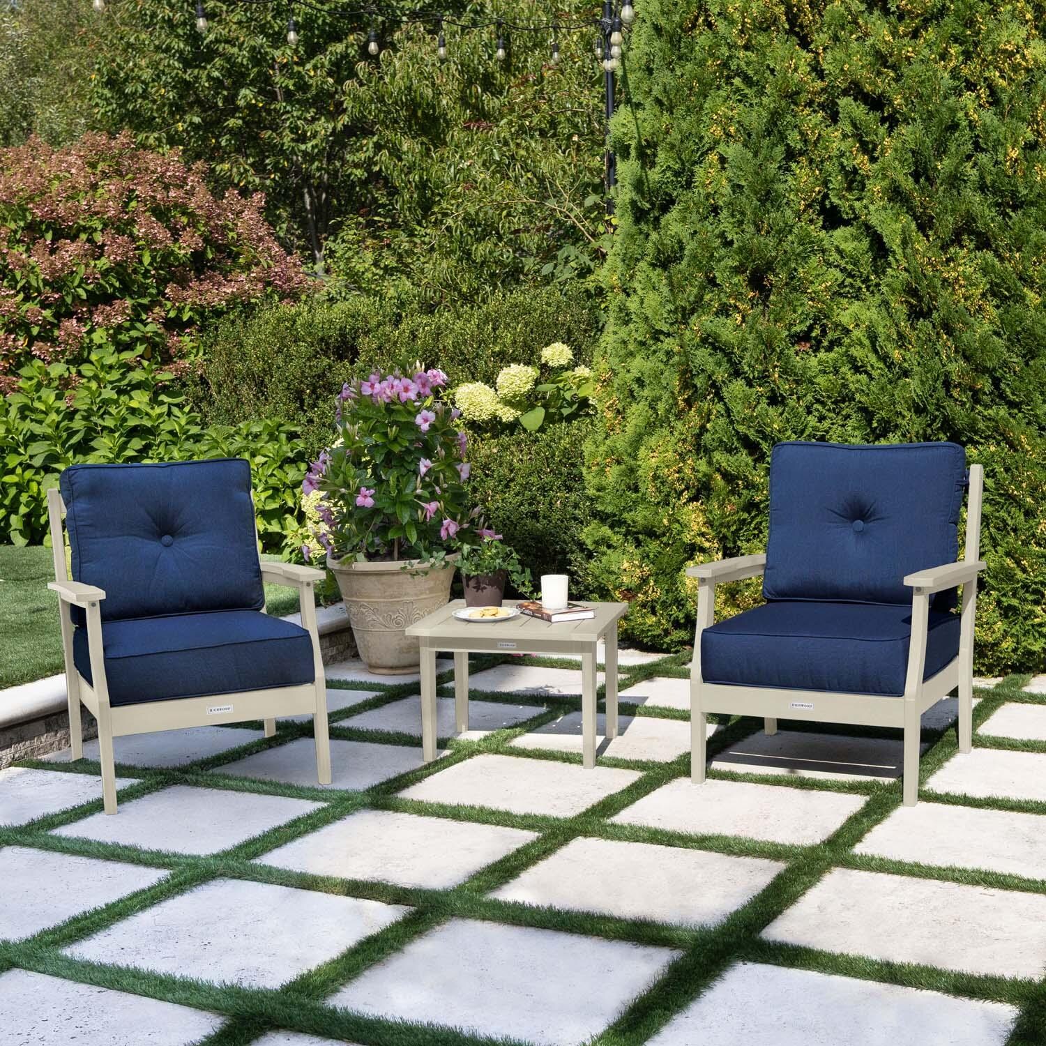 Blushing Bay 3 Pc Recycled Plastic Seating Set in Spectrum Indigo/Whitewash by Lakeview Outdoor Designs - Lifestyle thumbnail