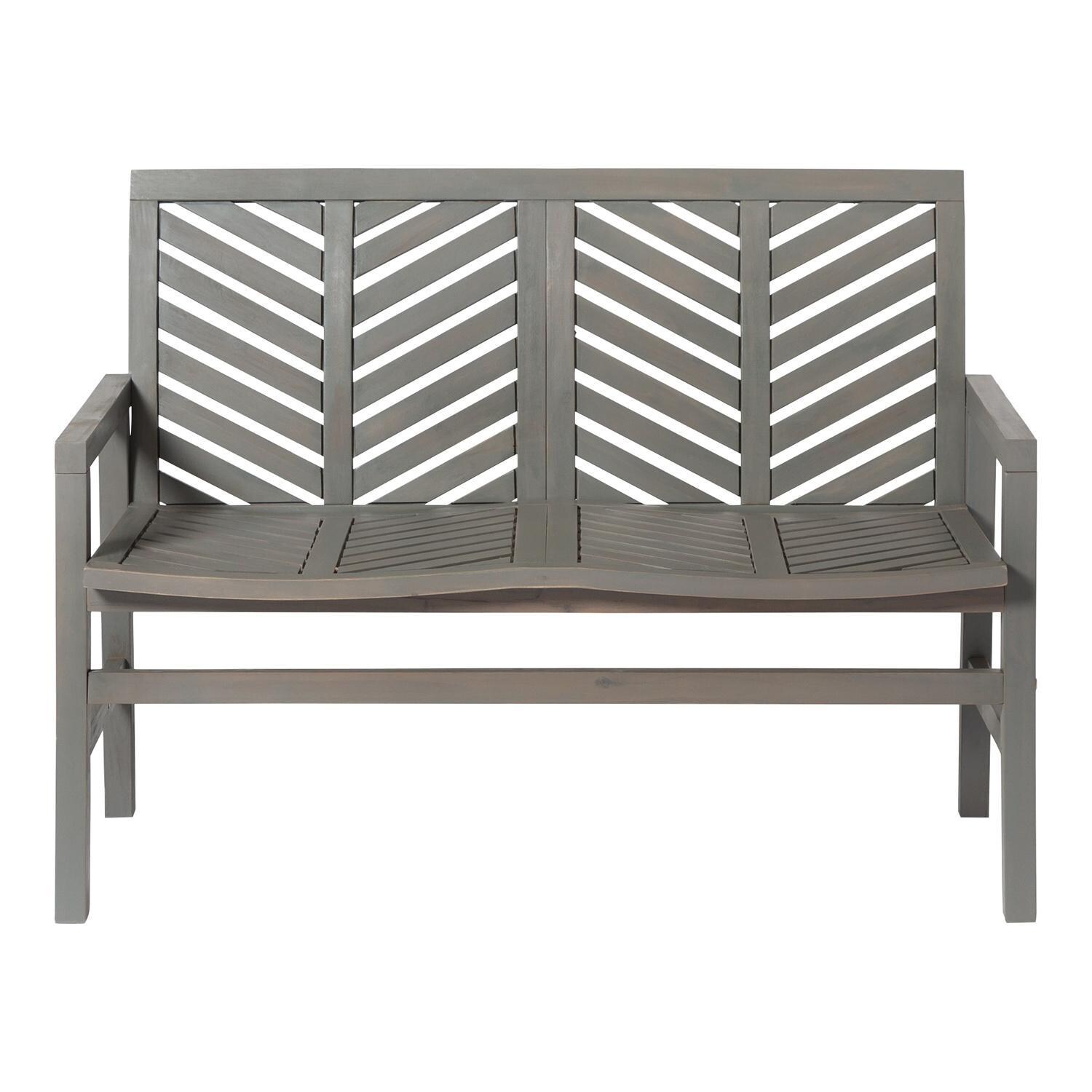 Ultimate Patio Wishlake Acacia Patio Loveseat - Gray Wash - Front View thumbnail