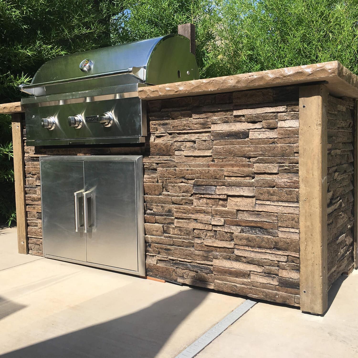 Coyote RTAC-G6-SB-C2C34NG Ready-To-Assemble 6 Ft Outdoor Kitchen Island With 34-Inch C-Series Natural Gas Grill - Stacked Stone/Brown Terra thumbnail