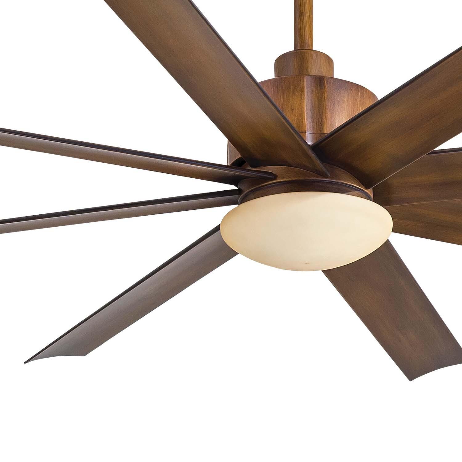 Minka-Aire F888L-DK Slipstream 65-Inch 8-Blade LED Ceiling Fan in Distressed Koa Finish w/ Distressed Koa Blades & Tinted Opal Glass - Left Side thumbnail