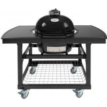 Primo Oval Junior 200 Ceramic Kamado Grill On Steel Cart With 2-Piece Island Side Shelves - 774