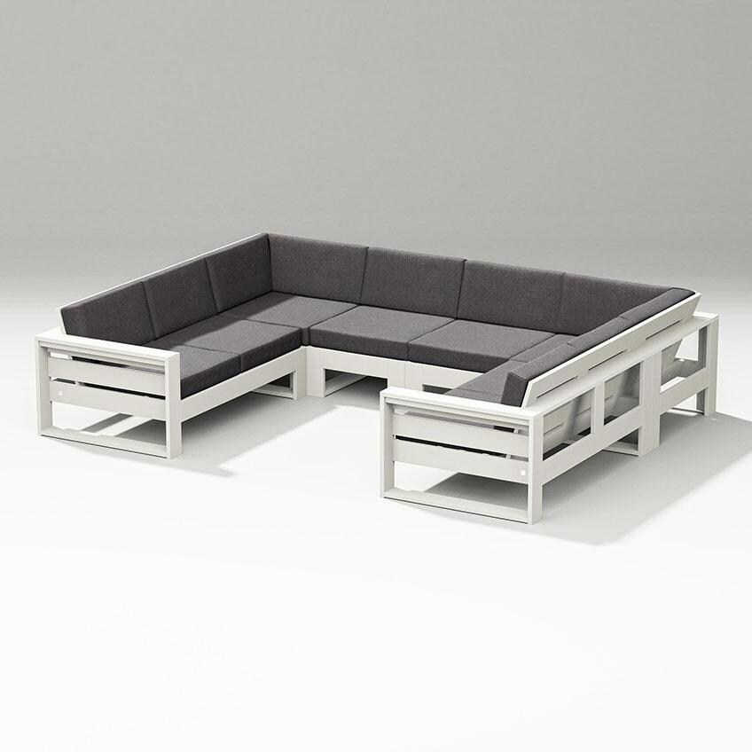 Latitude 6 Person Sectional Sofa in Vintage White/Ash Charcoal By PW Designer Series - Display - White Background thumbnail