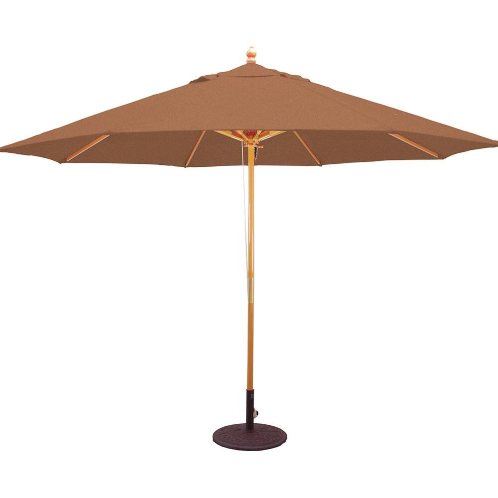 Galtech 11 Ft. Octagonal Wood Patio Umbrella W/ Pulley Lift - Light Wood Frame W/ Teak Sunbrella Fabric (Umbrella Base Not Included) thumbnail