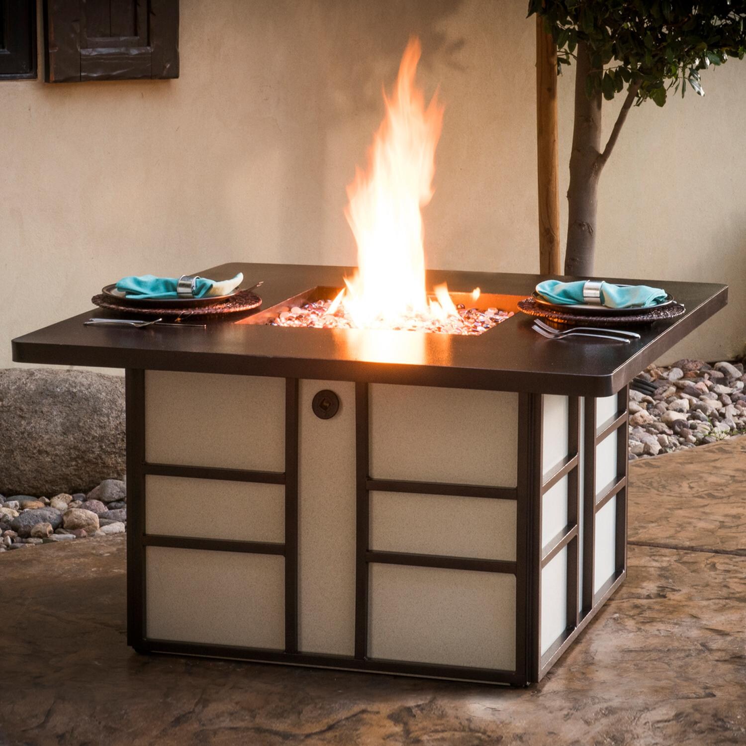 CC Products Stalwart 48-Inch Square Propane Gas Fire Table - White Finish - C1038