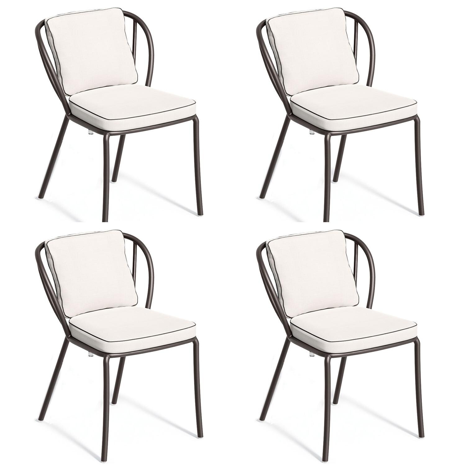 Oxford Garden Malti 4 Pc Aluminum Dining Side Chair in Carbon/Bliss Linen thumbnail