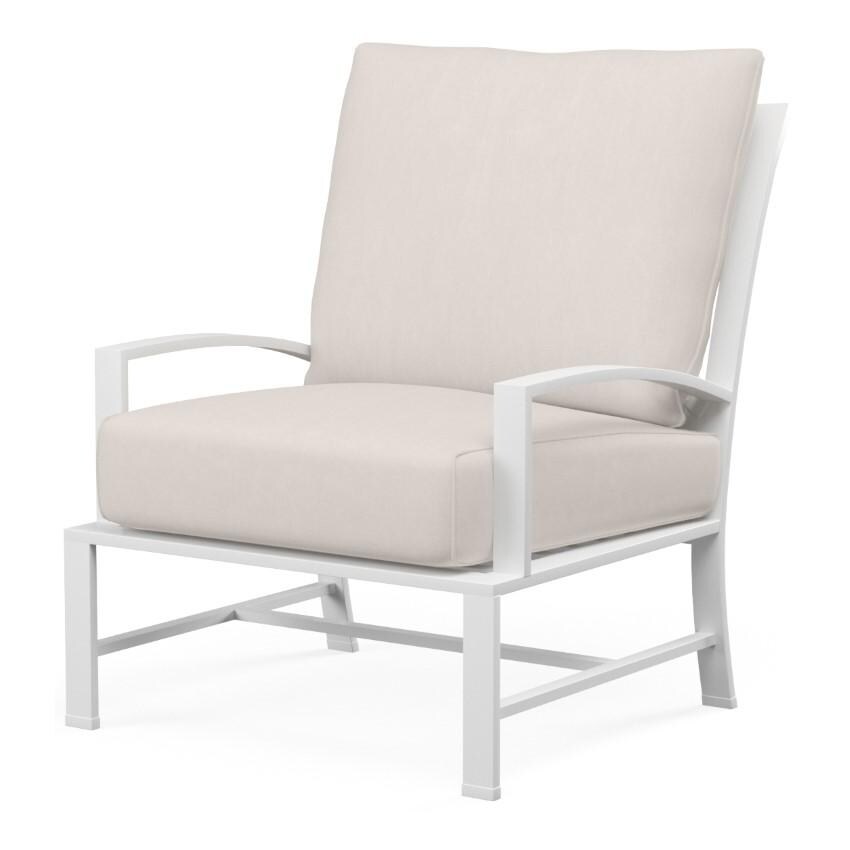 Bristol Aluminum Club Chair w/ Self Welt in White/Canvas Natural by Sunset West - White Background thumbnail