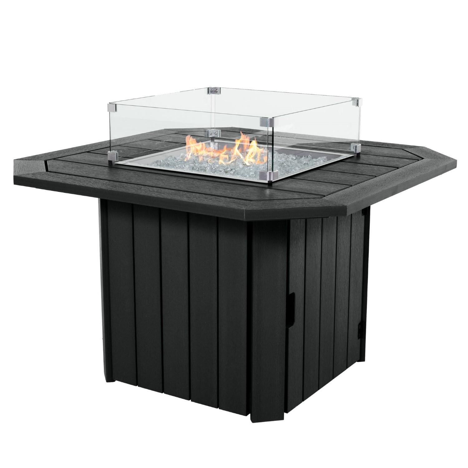 Harborview Octagonal Fire Pit Table in Black by Lakeview Outdoor Designs - White Background thumbnail