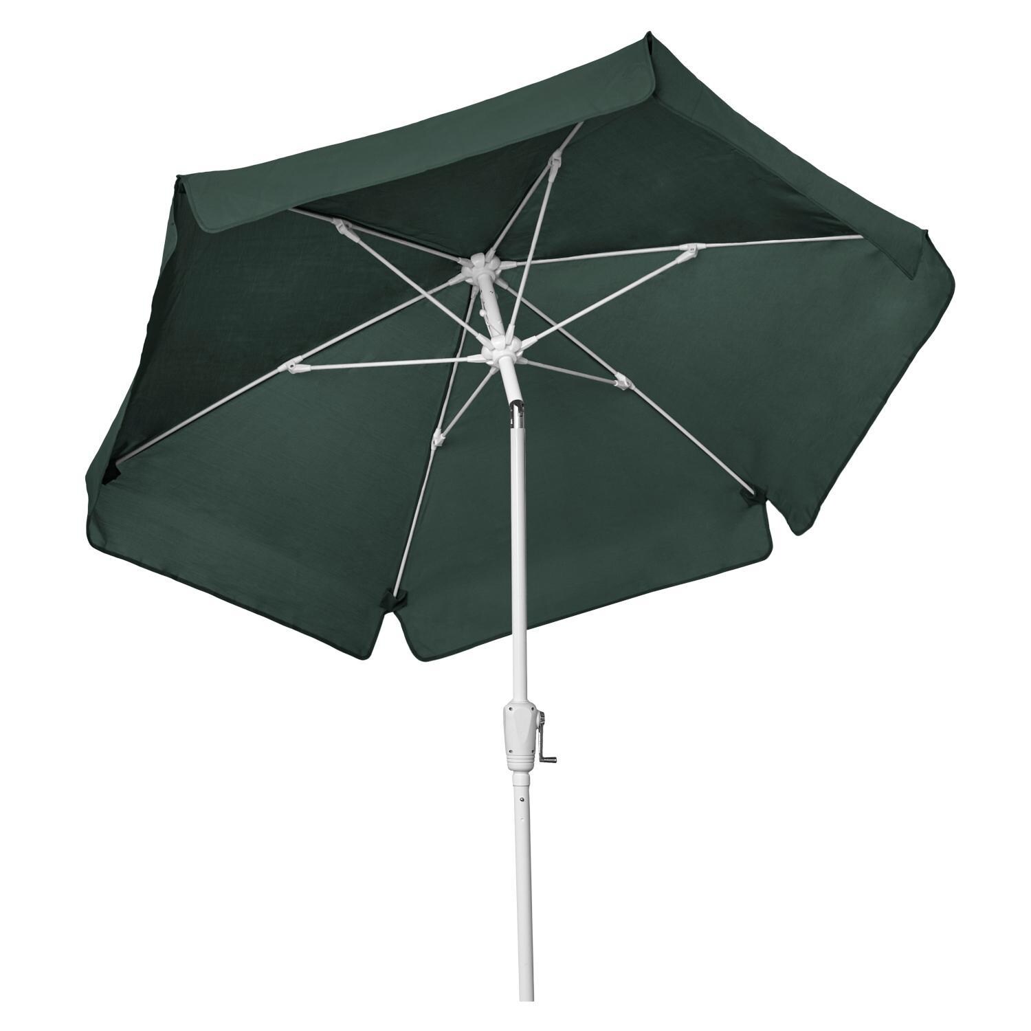 FiberBuilt 7.5 Ft. Aluminum Market Patio Umbrella W/ Crank Lift & Tilt - Forest Green Vinyl