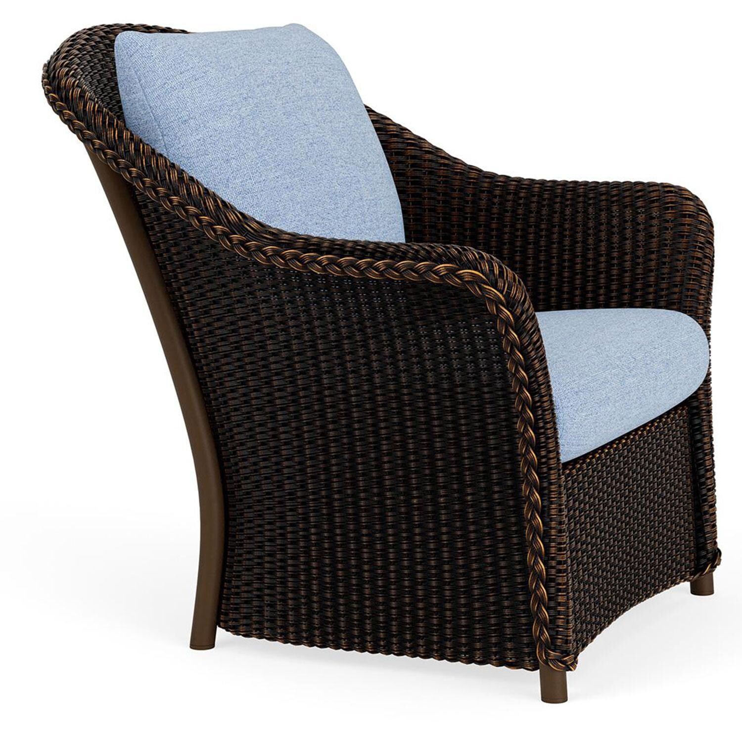 Lloyd Flanders Weekend Retreat Lounge Chair in Mink Finish W/ Demo Skyway Fabric - Angled thumbnail