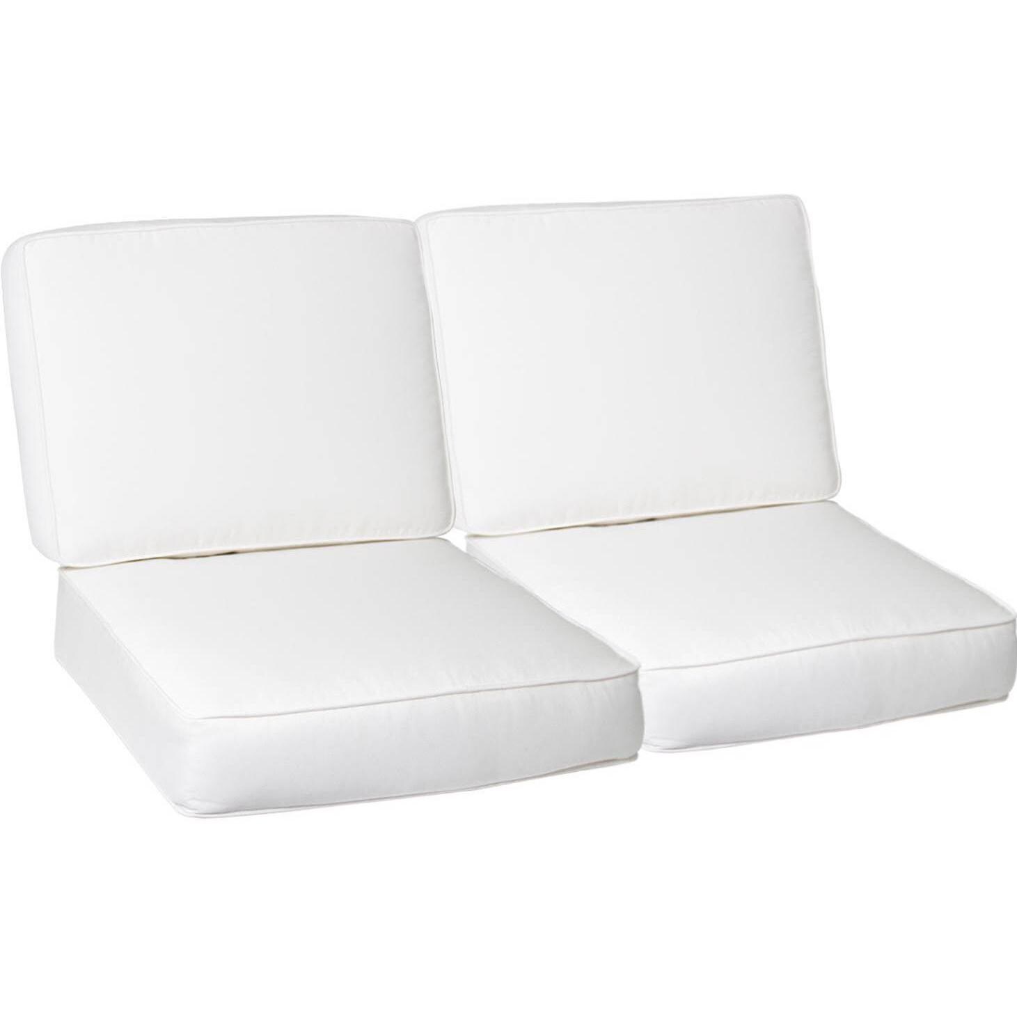 Sunbrella Canvas Natural 4 Piece Large Outdoor Replacement Loveseat Cushion Set W/ Piping By BBQGuys Signature