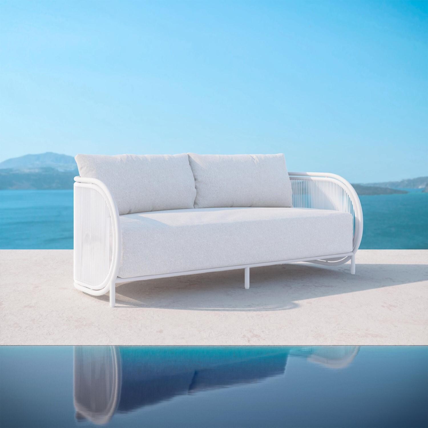 Azzurro Living Kamari Woven Rope Sofa in White Mist/Cloud - Hero - Lifestyle thumbnail