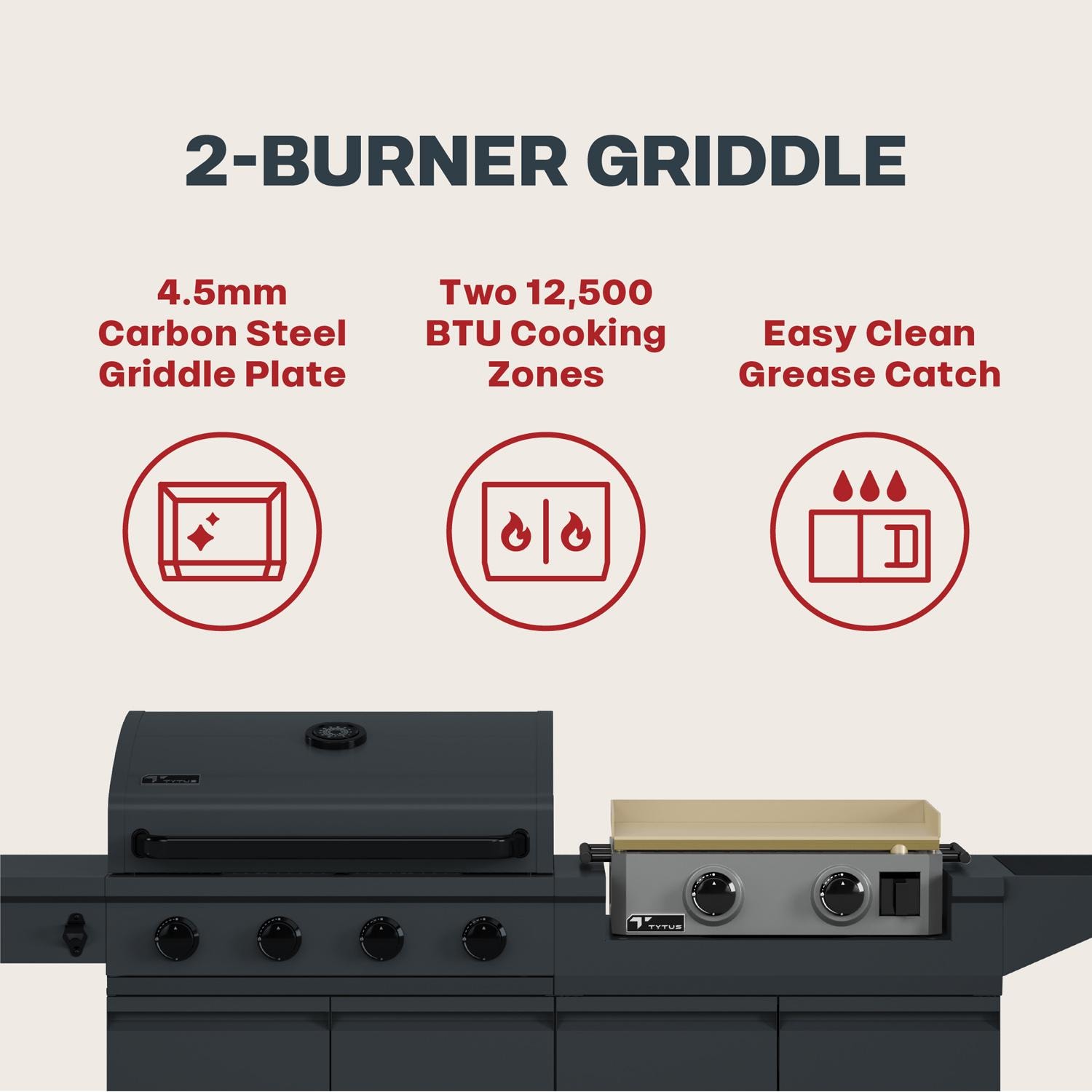 TYTUS TDT-BUN-013 Modular Duo w/ 4-Burner Gas Grill & 2-Burner Gas Griddle - Griddle Features 2 - Detail thumbnail