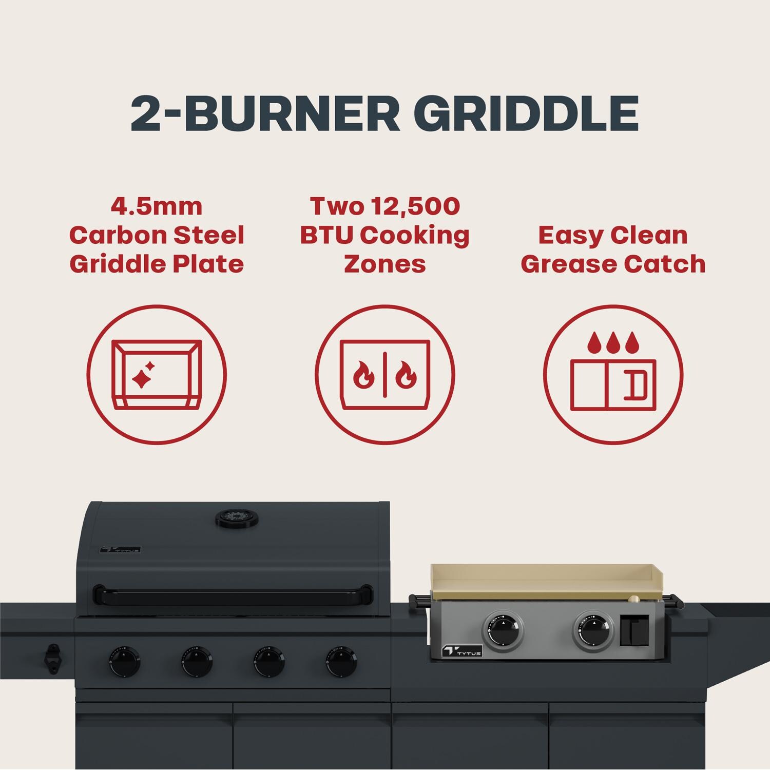 TYTUS TDT-BUN-013 Modular Duo w/ 4-Burner Gas Grill & 2-Burner Gas Griddle - Griddle Features 2 - Detail thumbnail