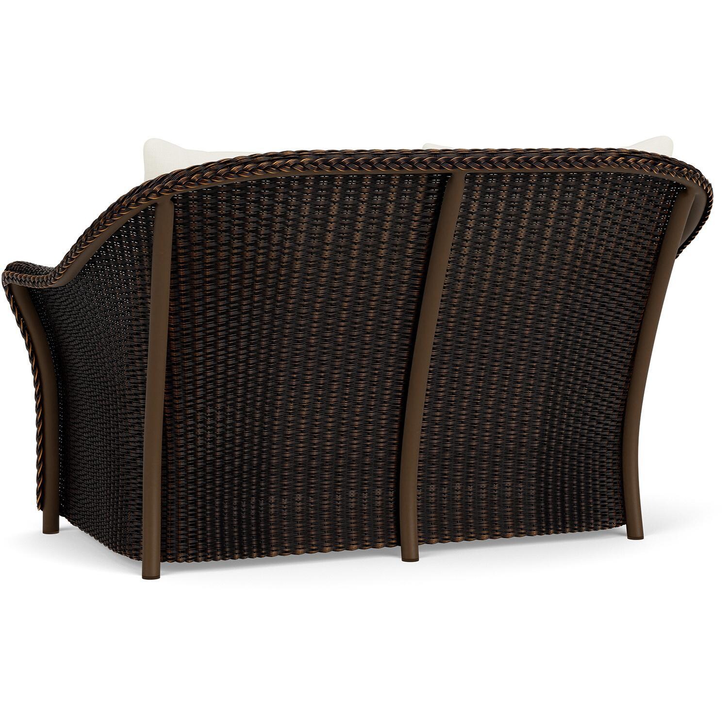 Lloyd Flanders Weekend Retreat Loveseat in Mink Finish W/ Sailcloth Salt Fabric - Back Left thumbnail