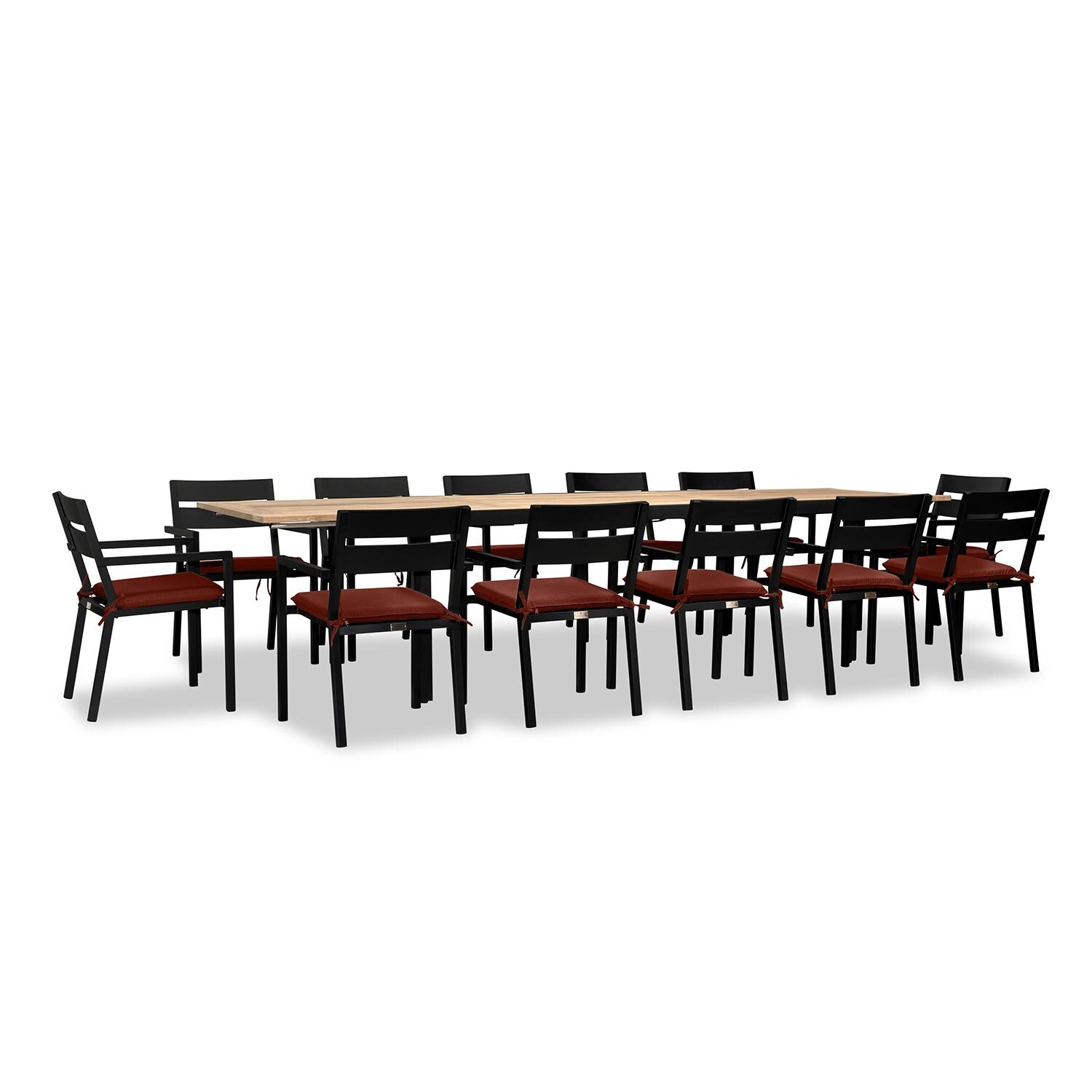 Calm Bay Communal 13 Pc Reclaimed Teak Extendable Dining Set in Black/Canvas Henna by Lakeview - White Background 3 thumbnail