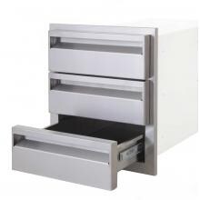 BBQGuys.com Aspen Raised Series 14-Inch Stainless Steel Triple Access Drawer