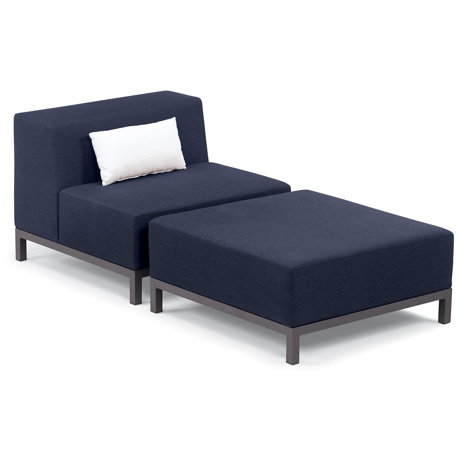 Koral 2 Pc Powder-Coated Aluminum Seating Set W/ Lumbar Pillows in Spectrum Indigo/Carbo By Oxford Garden - White Background thumbnail