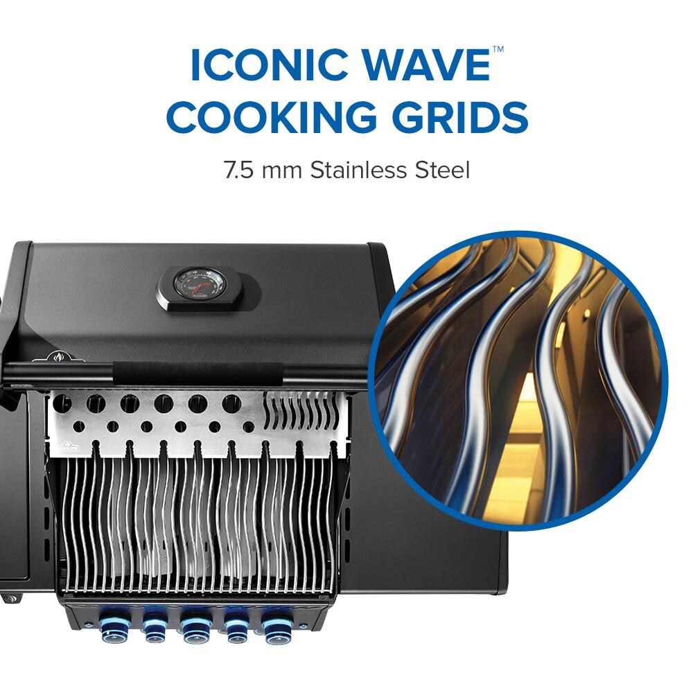 Napoleon RPS425RSIBNK-2-PHM Phantom Rogue PRO-S 425 Natural Gas Grill w/ Infrared Side & Rear Burner - Matte Black - Grates - Detail thumbnail