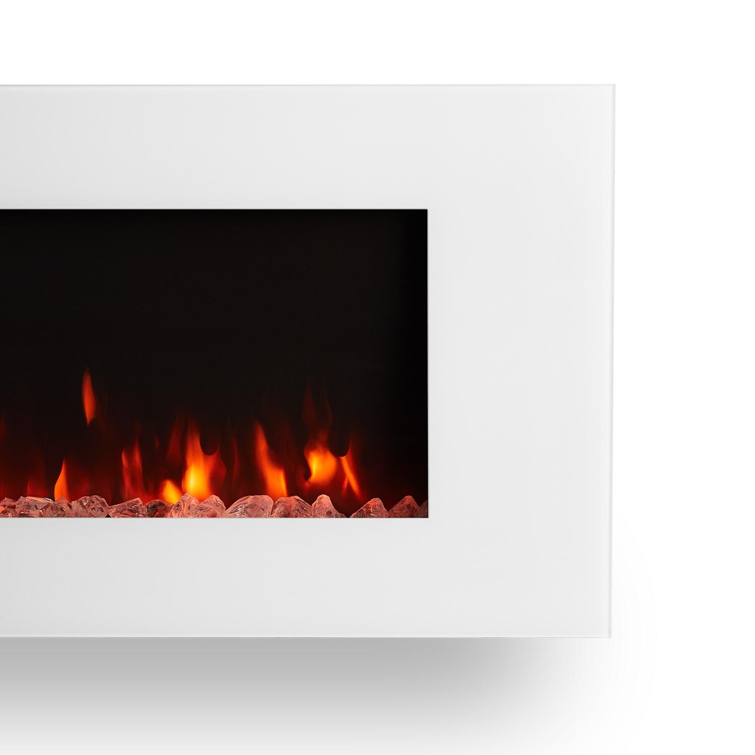 Real Flame 1330E-W DiNatale 50-Inch Wall-Mounted Electric Fireplace - White - Glass Detail - Orange Flames thumbnail