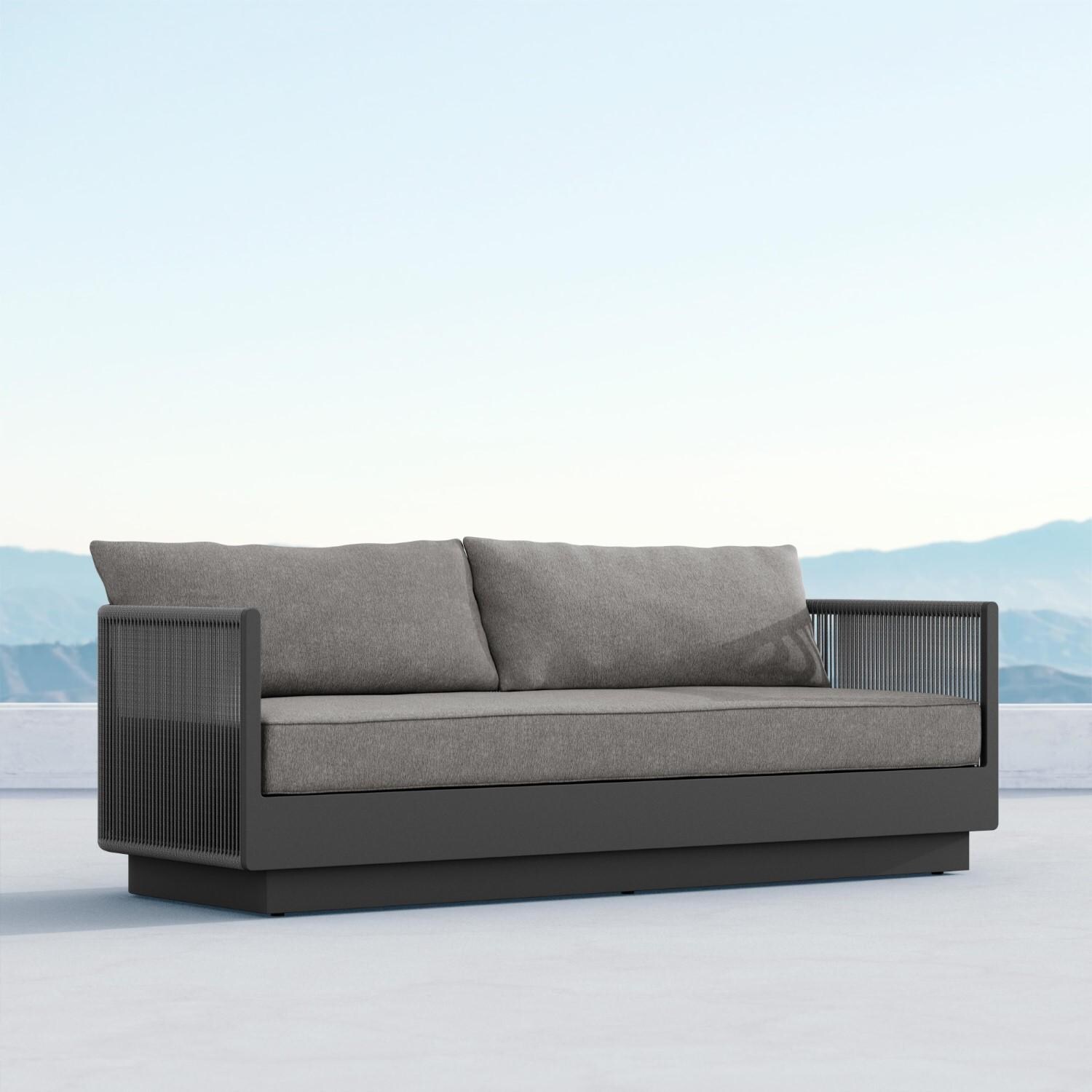 Azzurro Living POR-R07S3-CU Porto Woven Rope Sofa in Ash/Midnight - Hero - Lifestyle thumbnail