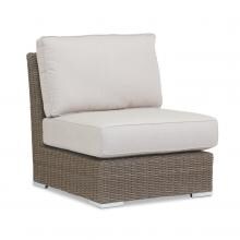 Coronado Wicker Patio Armless Club Chair W/ Sunbrella Canvas Flax Cushions By Sunset West image