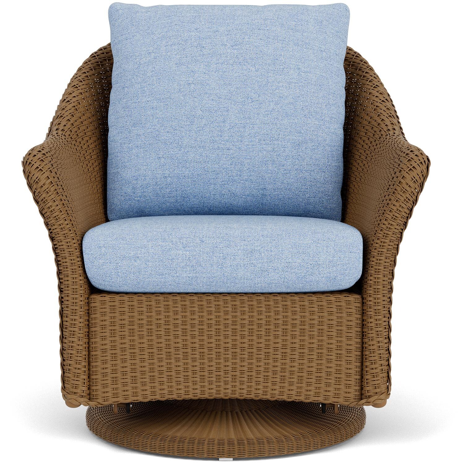 Weekend Retreat Lloyd Loom Swivel Glider Club Chair in Hickory/Demo Skyway by Lloyd Flanders