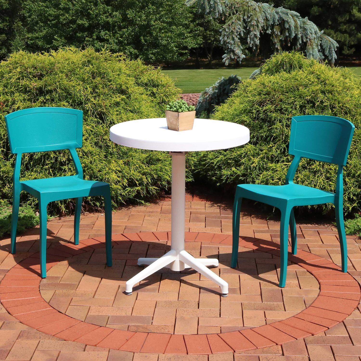 Sunnydaze All-Weather Elmott 3-Piece Bistro Set - Turkish Blue image