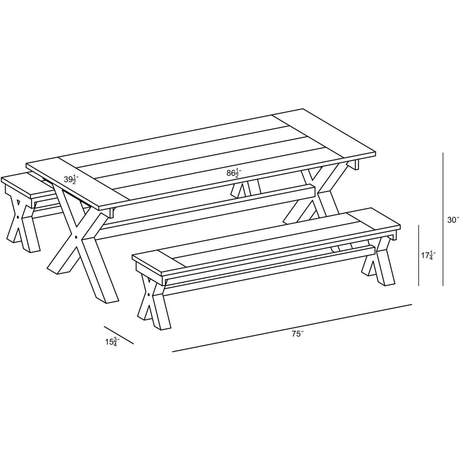 Wood Grove 6 Seat Reclaimed Teak Dining Set w Benches By Lakeview - Dimensional thumbnail