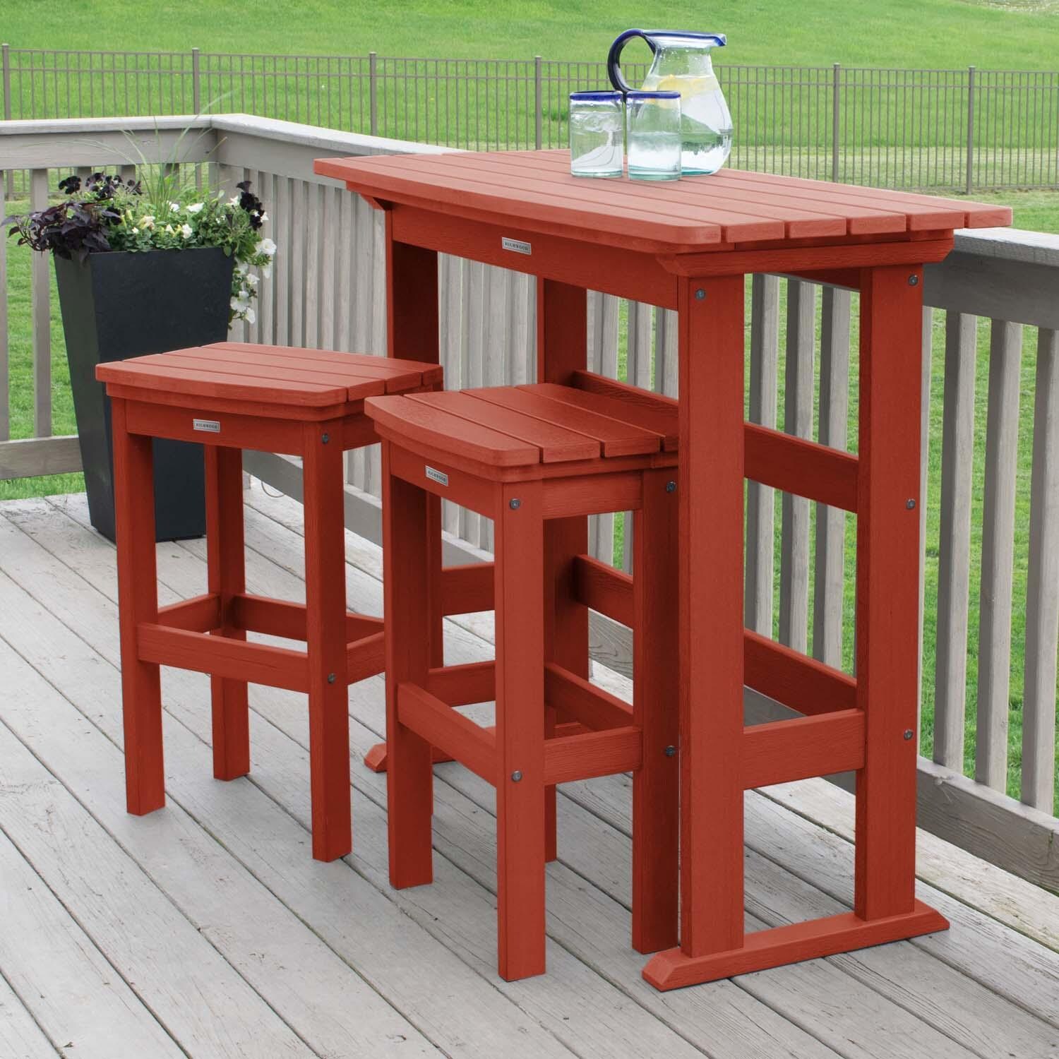 Hart Lane 3 Pc Recycled Plastic Bar Height Dining Set in Rustic Red By Lakeview Outdoor Designs - Lifestyle thumbnail