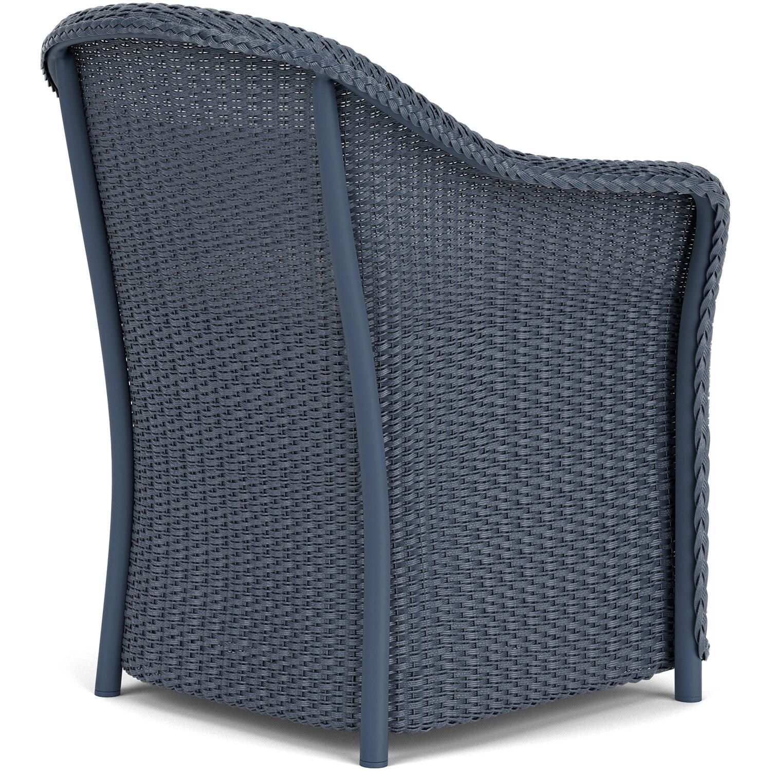 Lloyd Flanders Weekend Retreat Dining Armchair in Denim Blue Finish W/ Remy Cloud Fabric - Back Right thumbnail