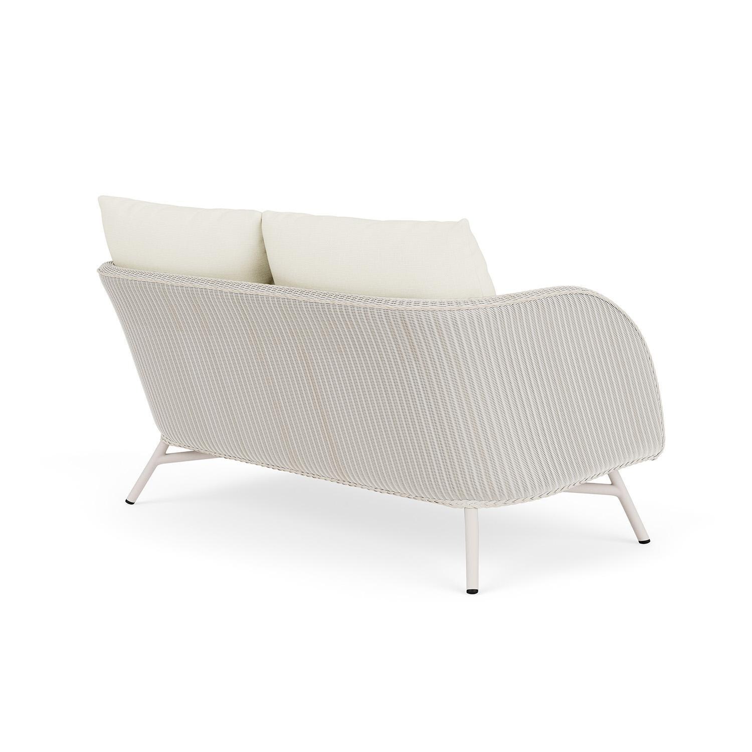 Lloyd Flanders Essence Loveseat W/Sailcloth Salt Fabric - Antique White Finish - Back Right thumbnail