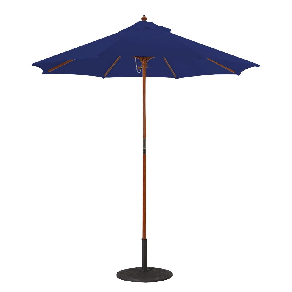 Galtech 7.5 Ft. Octagonal Wood Patio Umbrella W/ Manual Lift - Dark Wood Frame W/ Navy Sunbrella Fabric (Umbrella Base Not Included) thumbnail