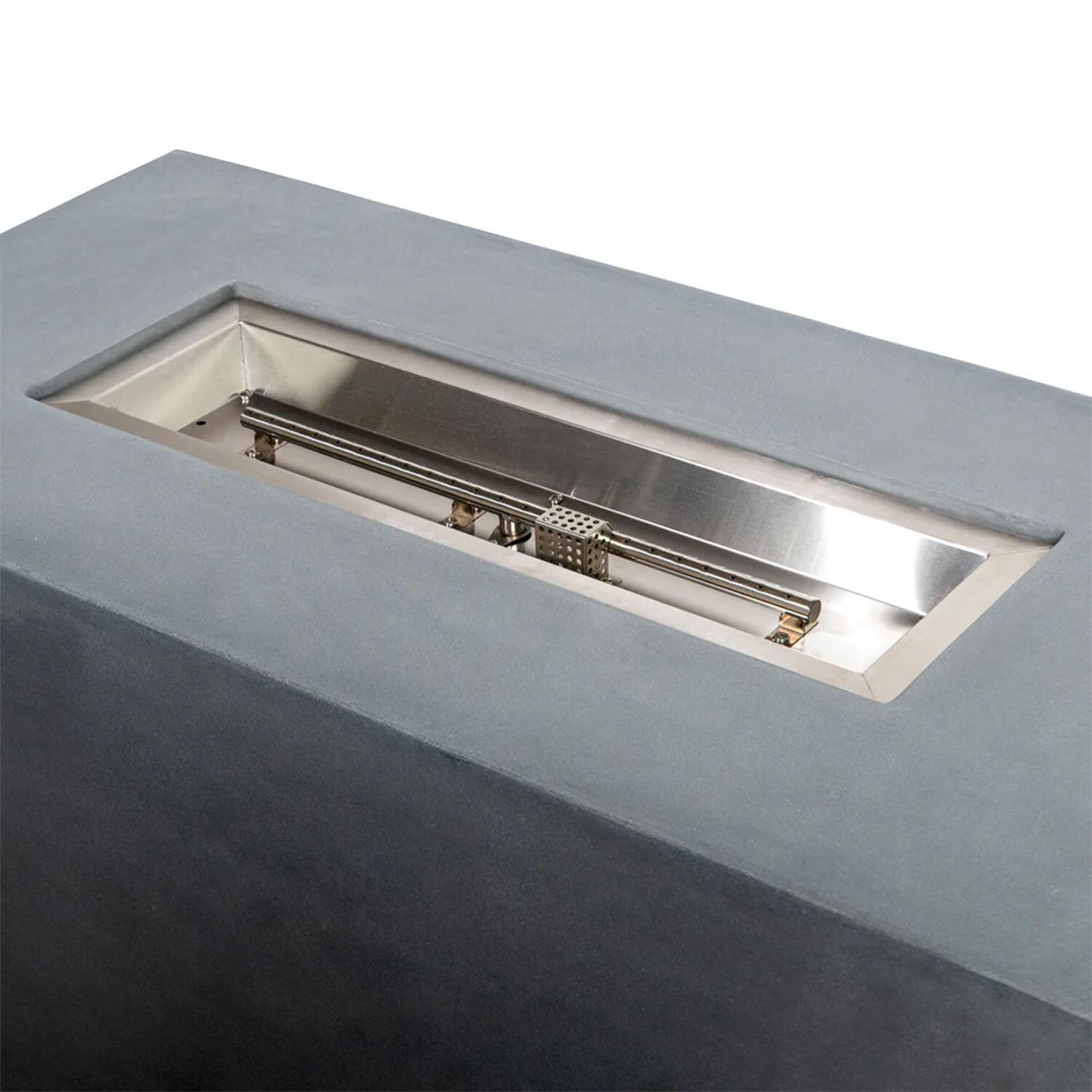 Glenwood 55-in Rectangular Concrete Propane Fire Pit in Natural Gray by Lakeview Outdoor Designs - Burner - Detail thumbnail