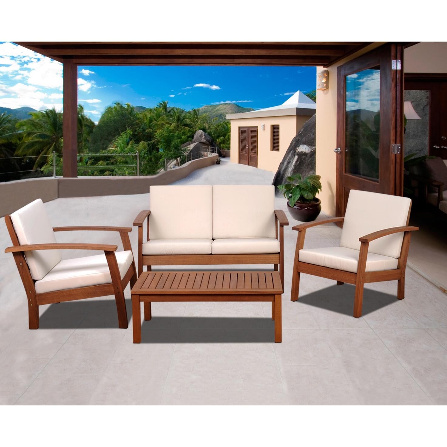 Amazonia Murano 4-Person Eucalyptus Patio Conversation Set thumbnail