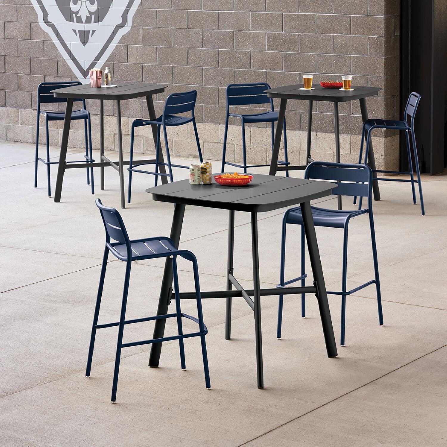 Oxford Garden Kapri Aluminum Bar Stool in Prussian - Patio thumbnail