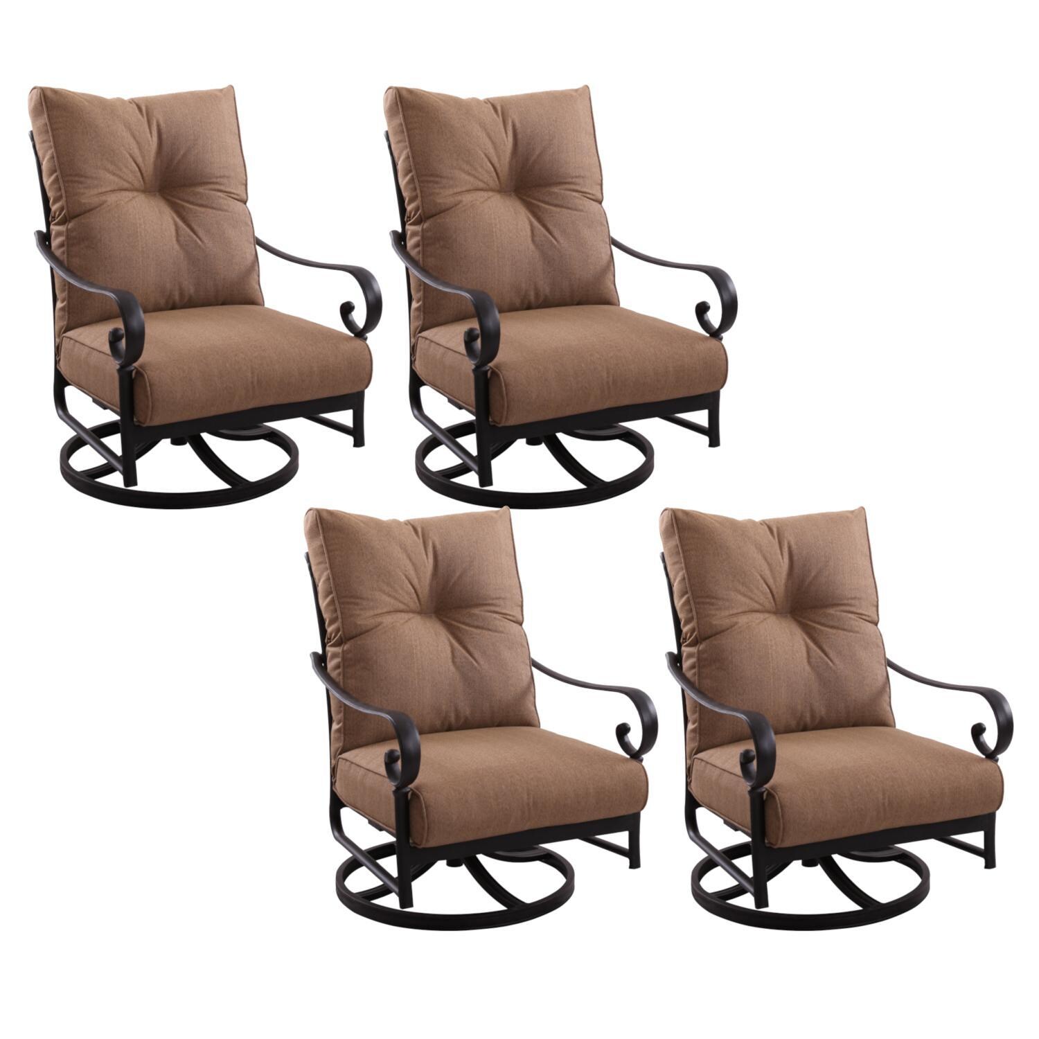 Santa Anita Cast Aluminum 4 Pc Set Swivel Rocker Club Chair Set in Antique Bronze/Sesame Sunbrella by Darlee