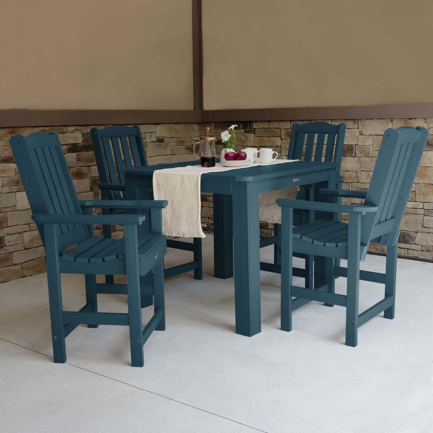 Lakeview Outdoor Designs Hart Lane 5 Pc Recycled Plastic Square Counter Height Dining Set in Nantucket Blue by - LV-CNL44-NBE