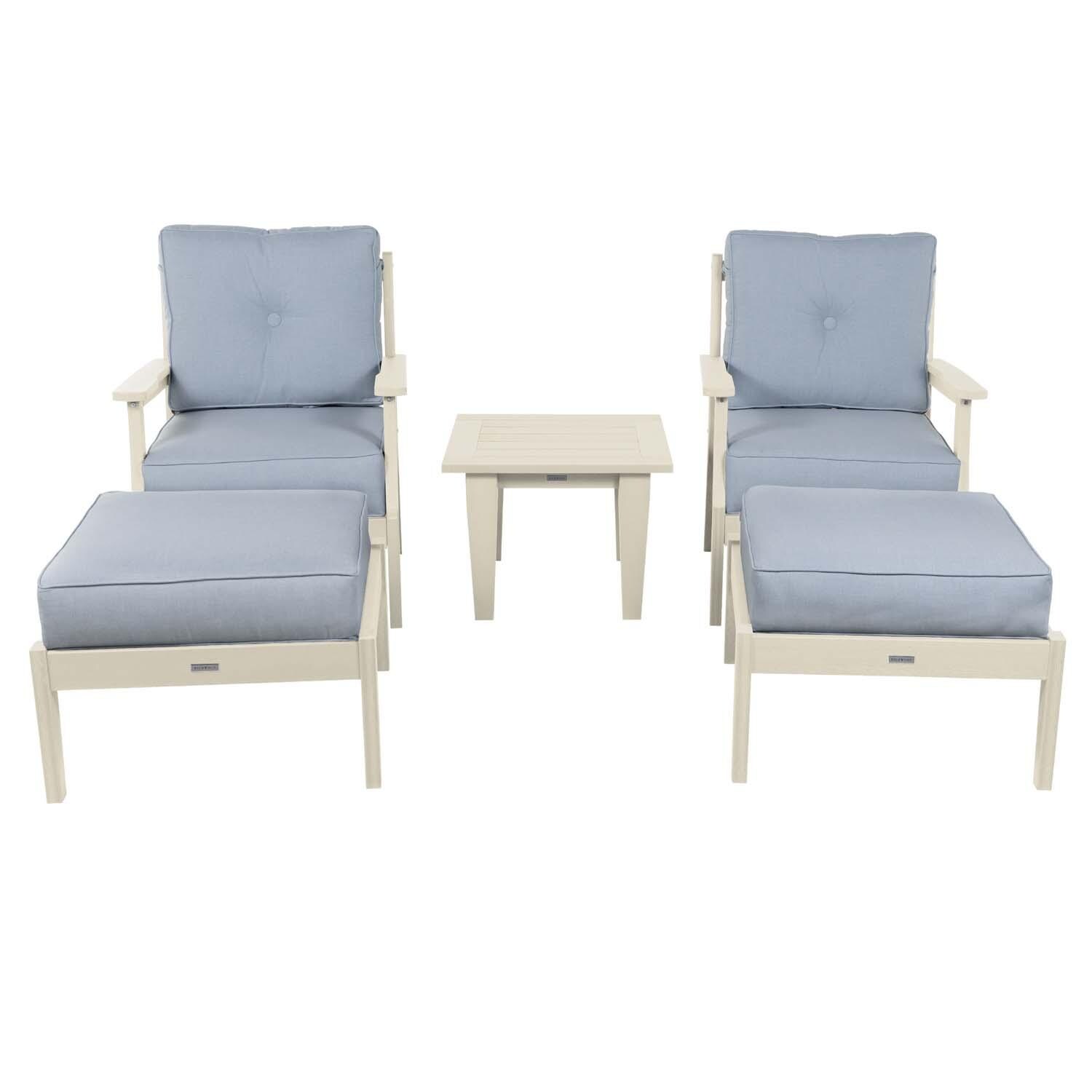 Blushing Bay 5 Pc Recycled Plastic Seating Set in Bliss Dew/Whitewash by Lakeview Outdoor Designs - White Background thumbnail