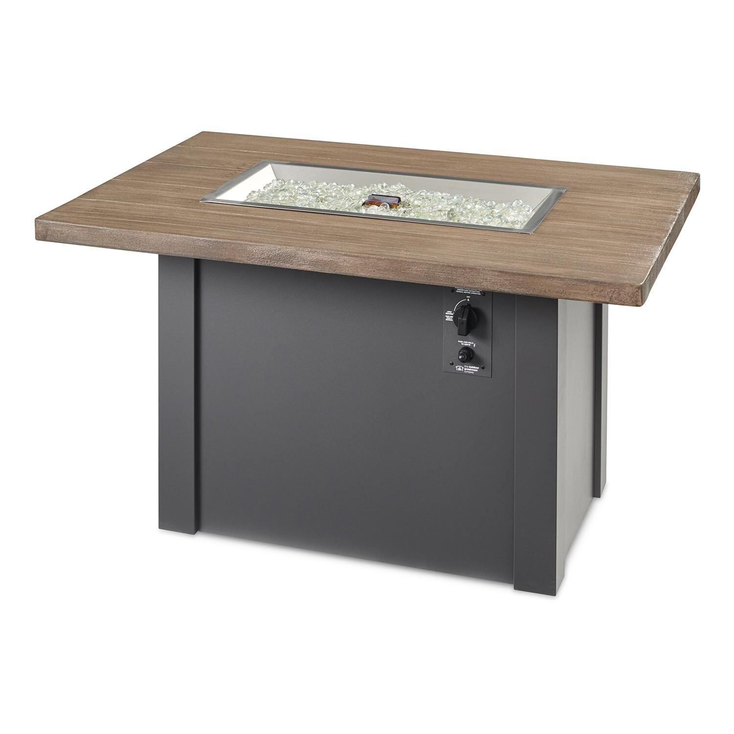 Havenwood 44 Inch Fire Pit Table W/ Driftwood Top & Grey Base - White Background thumbnail