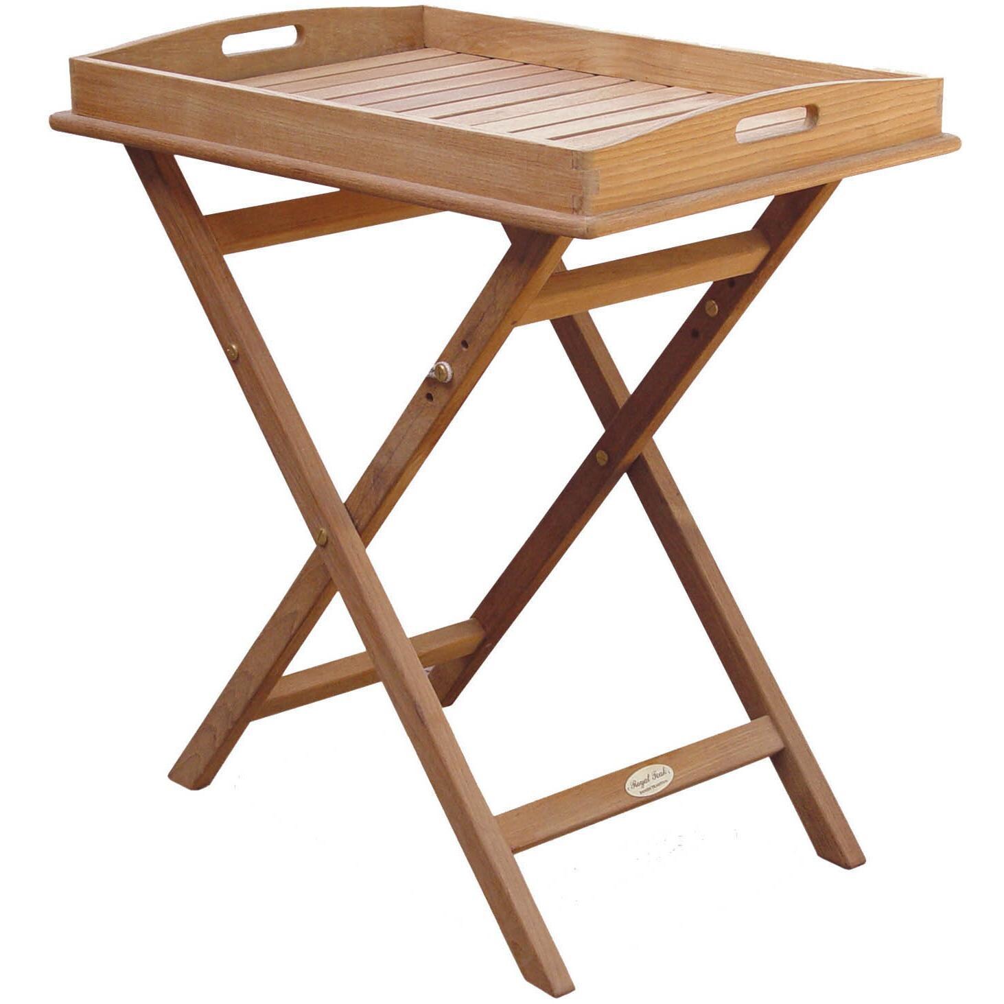 Royal Teak Collection Tray On Stand - Tray - White Background thumbnail