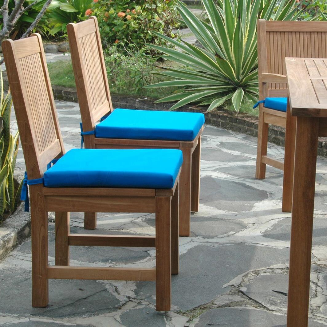 Morning Mist 7 Pc Teak Dining Set in Canvas Pacific Blue by Lakeview Outdoor Designs - Side Chair - Lifestyle thumbnail
