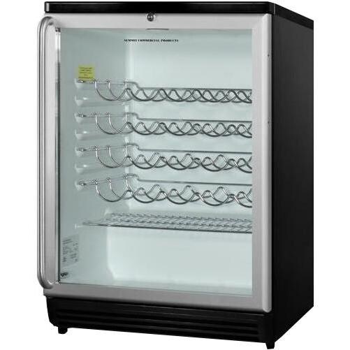 Summit Commercial 36 Bottle Freestanding Wine Cellar / Cooler With Full Length Professional Handle - Stainless Steel / Black Cabinet - SWC6GBLSH thumbnail
