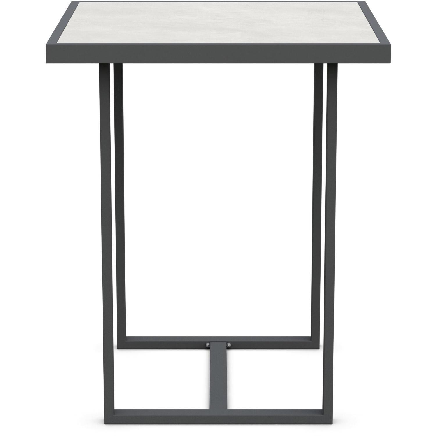 Azzurro Living Pavia 35 Inch Charcoal Aluminum Bar Table W/ Helena Dekton Top - Side - White Background thumbnail