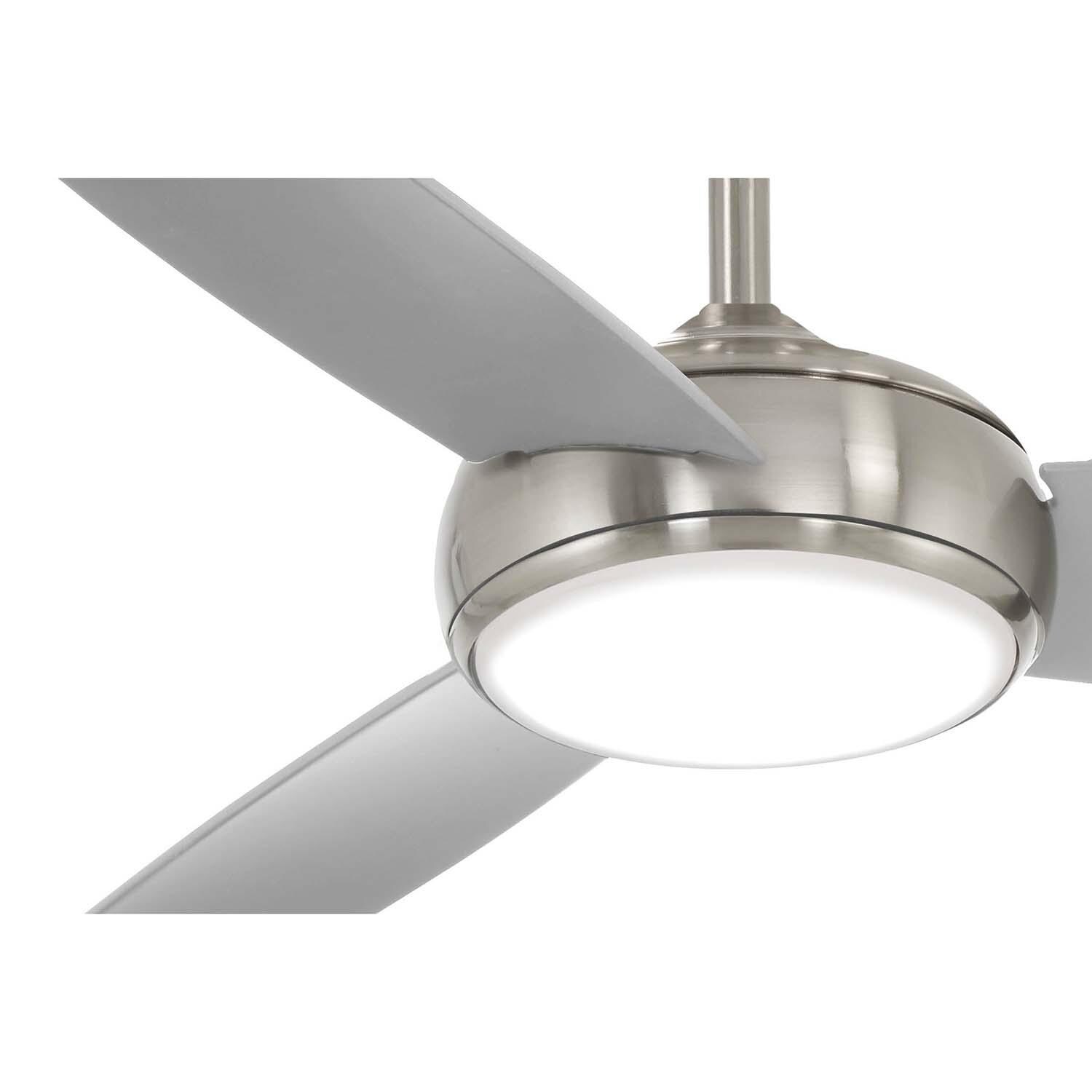 Minka-Aire F465L-BNW Concept IV 54-Inch 3-Blade LED Smart Ceiling Fan in Brushed Nickel Wet Finish w/ Silver Blades & Etched Opal Glass - Close Up thumbnail