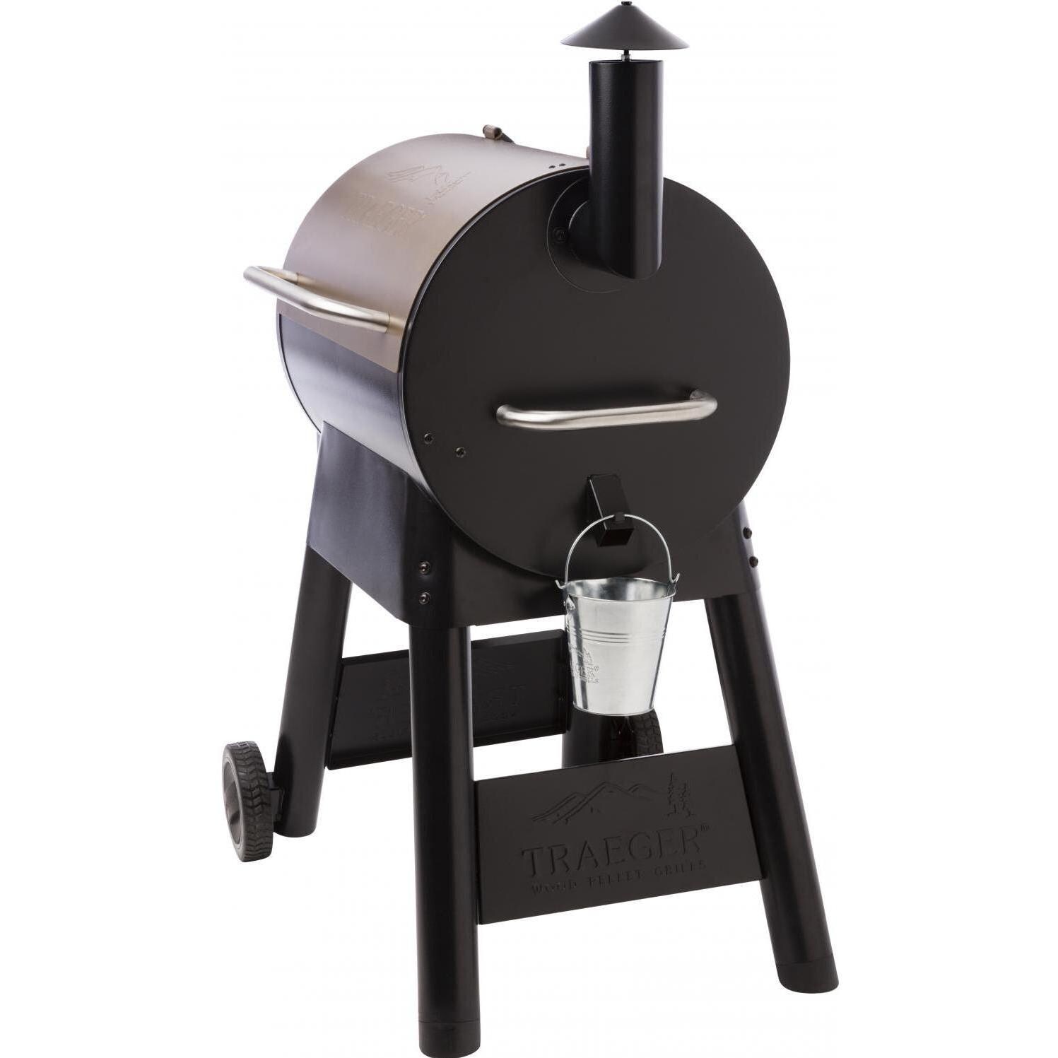 Traeger Pro Series 22 Bronze Pellet Grill On Cart - Side View with Lift Bar & Grease Bucket thumbnail