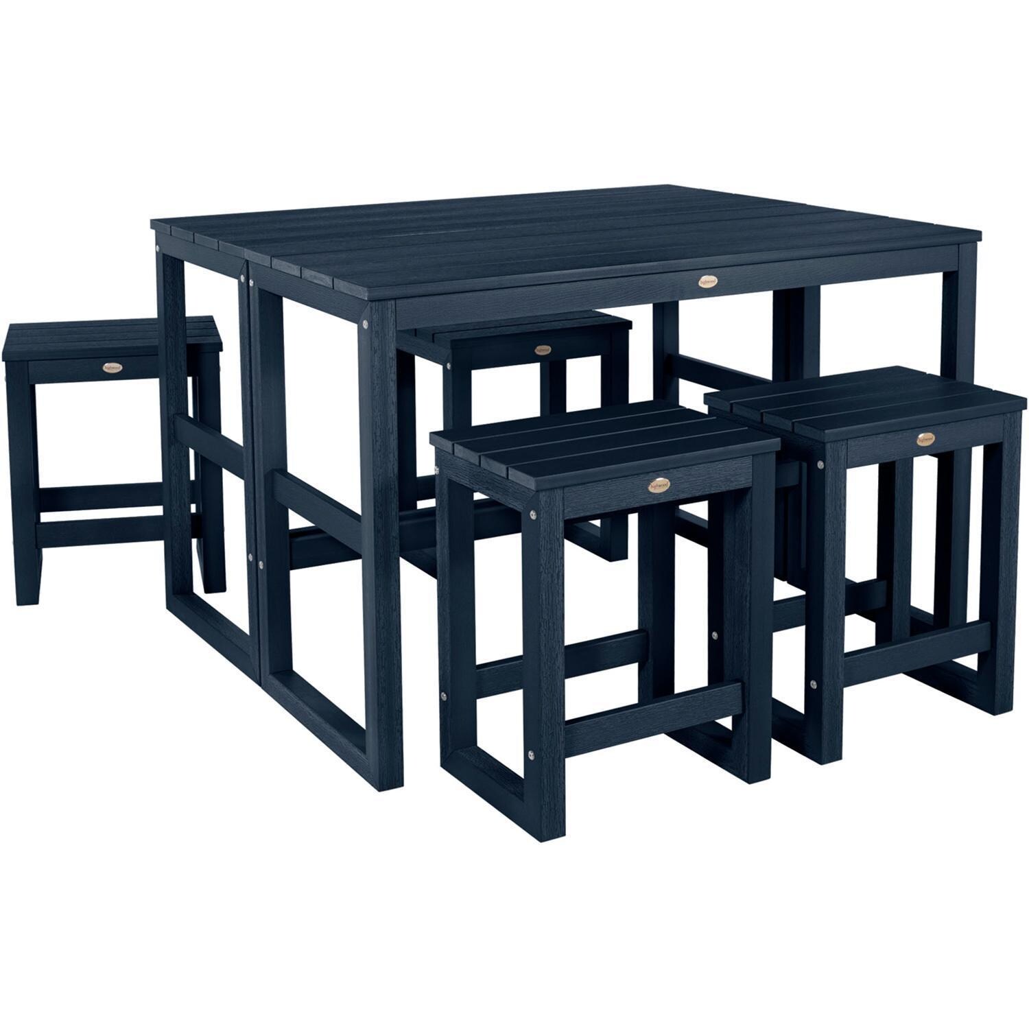 Lakeview Audubon 6 Pc Recycled Plastic Counter Height Balcony Dining Bar Set in Federal Blue - Set - Square - White Background thumbnail