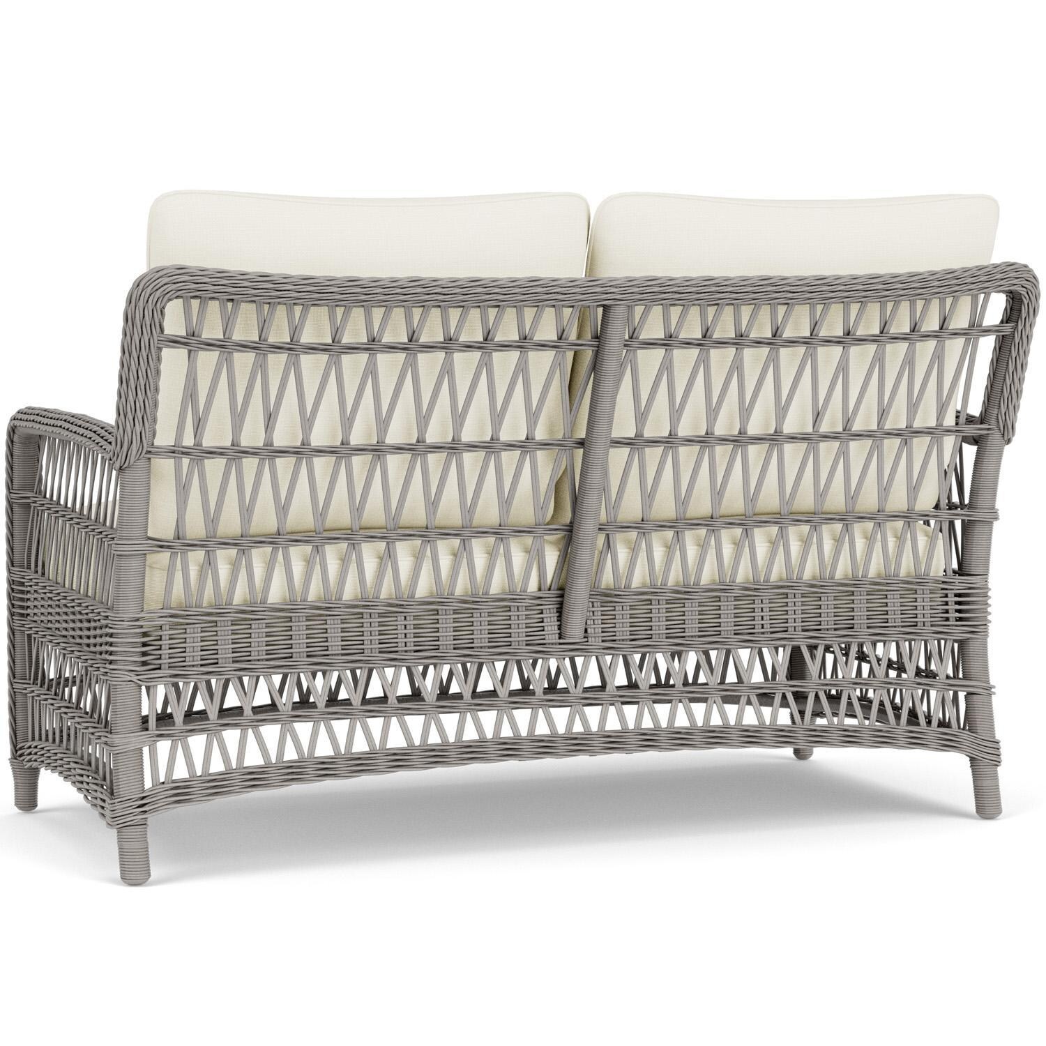 Lloyd Flanders Mackinac Loveseat in Putty Finish with Sailcloth Salt Fabric - Rear Left thumbnail
